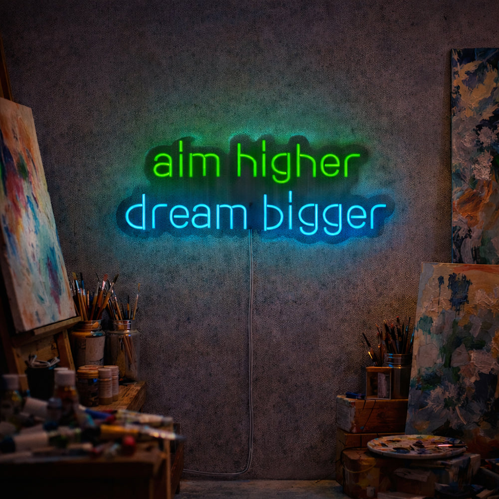 Aim Higher LED Neon Sign - Made in London Inspirational Neon Signs