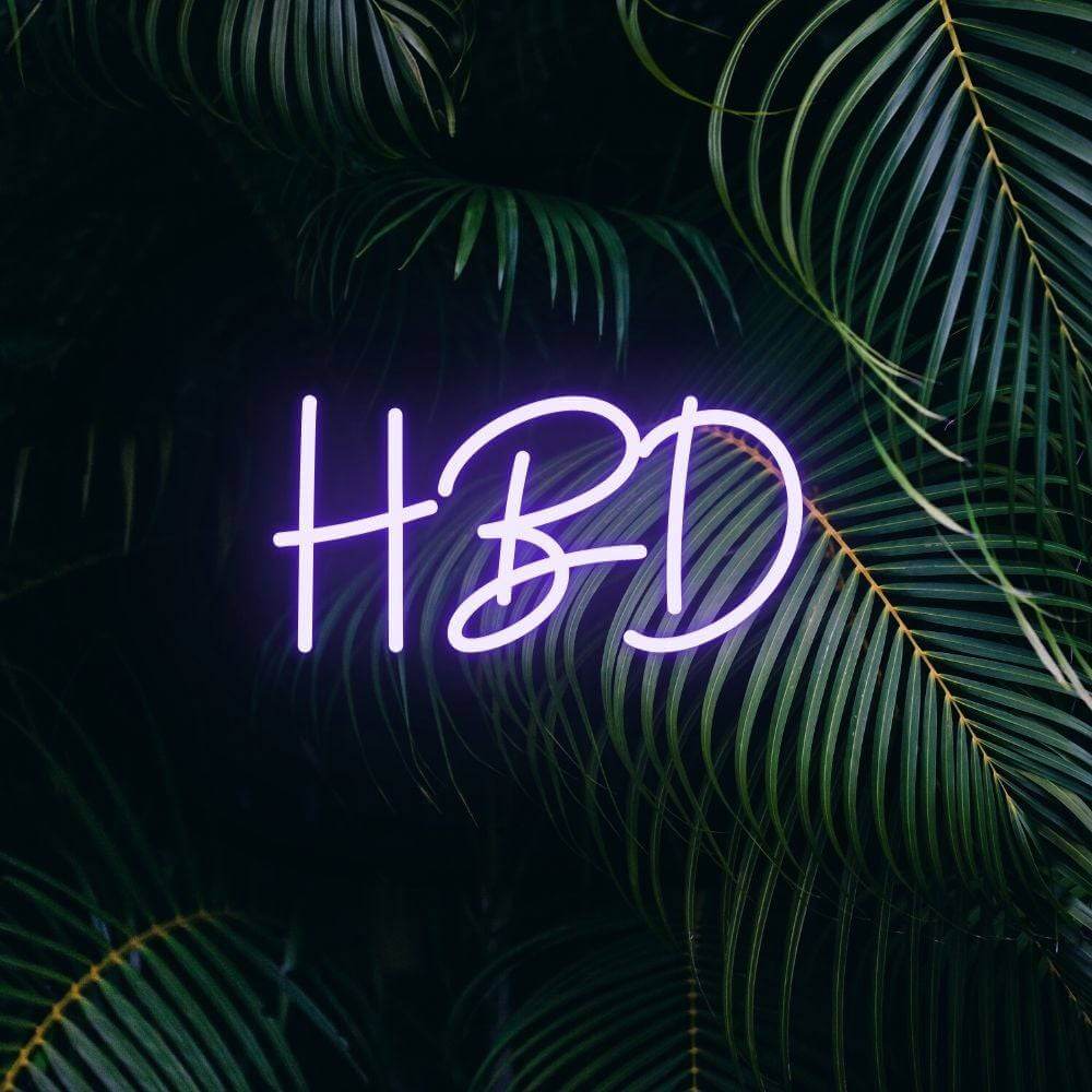 Happy Birthday HBD Caps LED Neon Sign - Made in London Party Neon Signs - Planet Neon