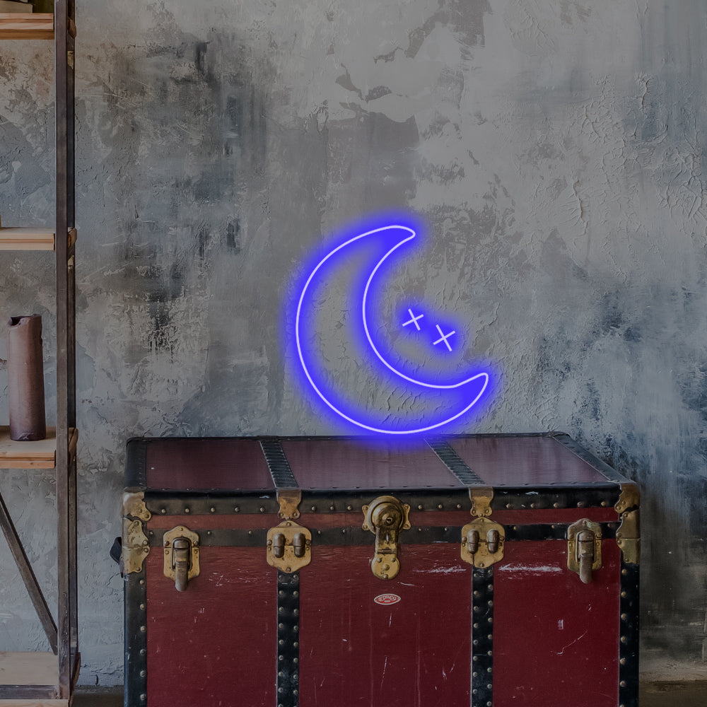 Letrero de neón LED de escritorio con forma de luna - Planet Neon Letreros de neón fabricados en Londres