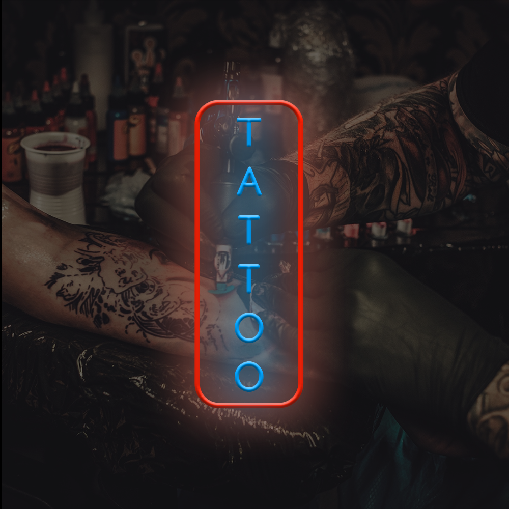 Letrero de neón LED con tatuaje vertical - Letreros de neón navideños hechos en Londres