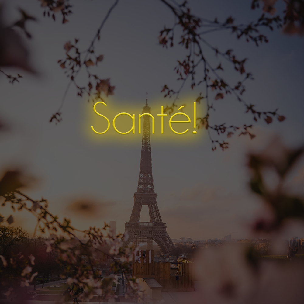 Letrero de neón LED francés Santé - Letreros de neón hechos en Londres