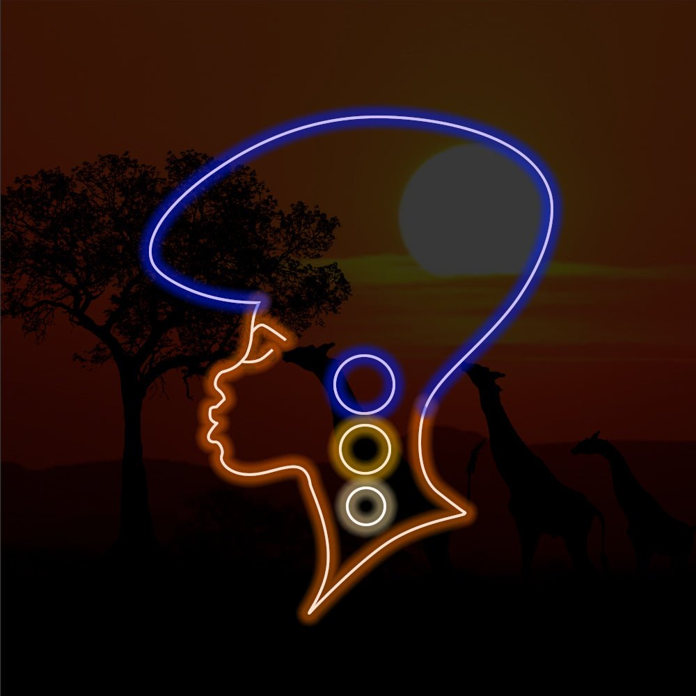 Afro Woman Silhouette LED Neon Sign - Made in London Inspirational Neon Signs - Planet Neon
